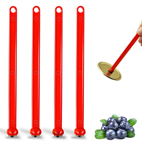 4 Pack Lid Lifter Magnetic Lid Lifter Canning Lid Lifter Canning Supplies Lid Wand Canning Lid Magnetic Lifter Canning Kit Canning Tools for Pots Home Canning of Preserving Fruits and Vegetables Red