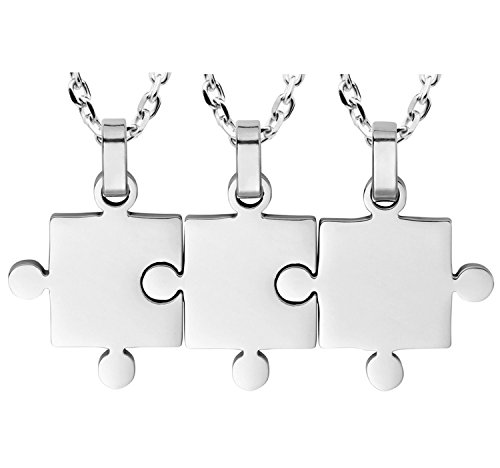 Kebaner Big Middle Lil Little Sis Necklaces Set 3 Piece Best Friend Puzzle