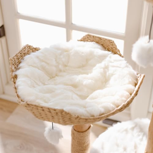 Image of Mau - Modern Cat Tree Tower, Real Branch Wood Condo for Large Cats