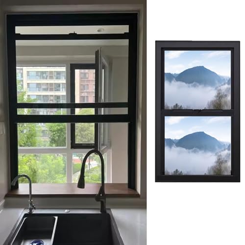 Ventana Ventana de Iluminación Vertical con Cerradura para Cocinas, Ventana Corrediza Empotrada para Dormitorio con Vidrio Templado Irrompible, Ventana de Baño Interior para Ventanas(70x125cm/27.5x49i