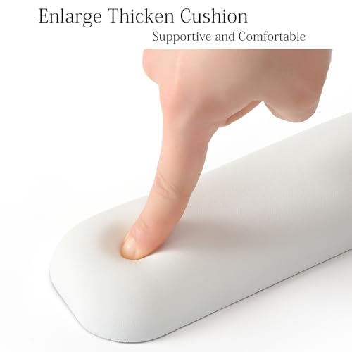 Image of UnivoColors Design-Medium Wave Keyboard Wrist Rest of Medium, Artificial Sheepskin+Memory Foam+Ergonomic+Anti-Slip Gel, Resilience Support During Work and Gaming,Keyboard Accessory,White