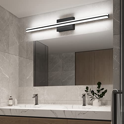 Image of SOLFART Bathroom Lighting Fixtures Over Mirror 24W 40 Inch LED Vanity Lights for Bathroom Matt Black 6000K ND