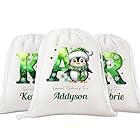 MJARTORIA Weihnachtsbeutel Nikolaussack Personalisiert Weihnachtssack Geschenkbeutel mit Name Weihnachten Säcke Groß zum Befüllen Santa Sack Weihnachtsdeko (Grün, 30x40CM)