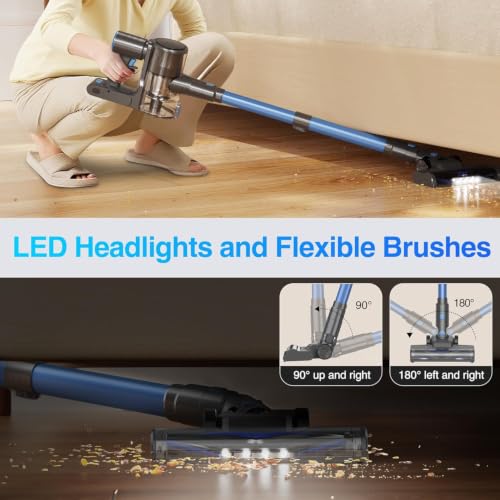 Image of Zefiro Cordless Vacuum Cleaners for Home, 450W /40Kpa 50Mins Stick Vacuum Cleaner, Anti-Tangle Rechargeable Wireless Vacuum for Pet Hair /Carpet /Hardwood Floor