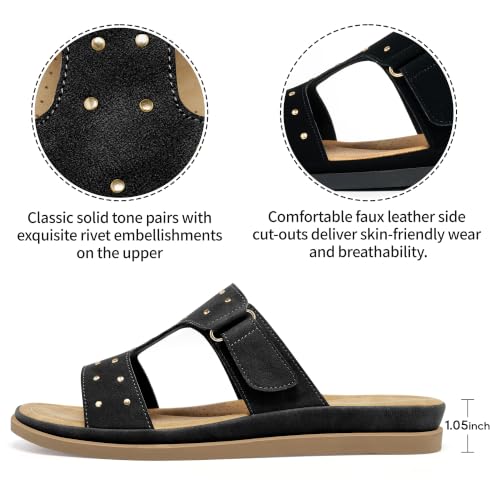Image of Womens Comfortable Slides Sandals: Softy Memory Foam & Breathable Insole for Casual Walking - Slip-On Design & Lightweight Non-Slip Outsole for Daily Travel