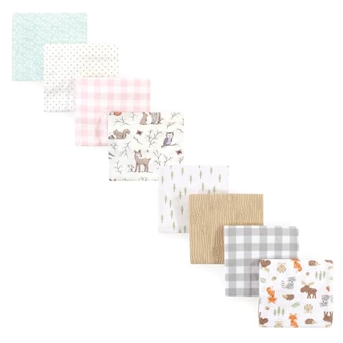 Image of Hudson Baby Unisex Baby Cotton Flannel Receiving Blankets Bundle Set, Enchanted Forest Woodland, One Size