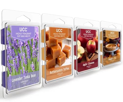 Image of UCC Plant Based All Natural Fall Wax Melts, Highly Scented Fragrances, Long Lasting Premium Soy Scented Melts Cubes, Wax Melts Tarts, Colored Wax Melt - 4 Pack