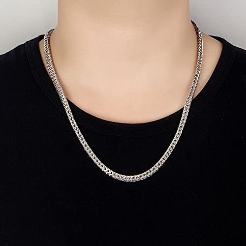 H&Beautimer Men 925 Sterling Silver Dragon Chain Necklace Fashion 5MM-20 22" 24" 26" Solid Thick squareLink Choker Golden Jewelry Gift4