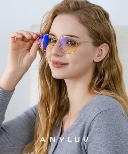 Image of ANYLUV Blue Light Blocking Glasses Men Women, Round Lightwight Blue Light Glasses Computer Screen for Eye Protection