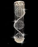 Modern Crystal Chandelier Lighting Spiral Raindrop K9 Crystal Chandelier Light Fixture for Staircase...