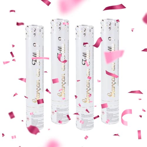 Canon à confettis rose fille avec prise en main facile lot de 4 pièces