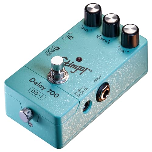 iStingor Analog-Style Delay Effects Pedal DD-1, Delay 700 Delay Pedal for Electric Guitar, Vintage BBD Emulation, 30-700ms Range, Stereo/Mono Output, Noiseless Switching, Tube-like Warmth