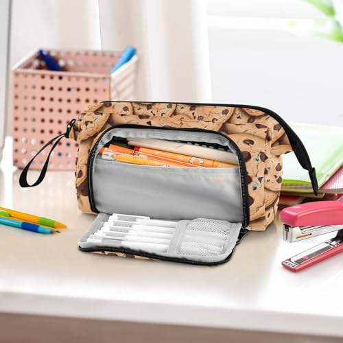 Image of SUABO Big Capacity Pencil Case,Chocolate Chip Cookies Pen Bag Pouch Holder Stationery Bag School College Office Organizer for Teen Adults Student