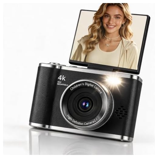 Digital Camera, 64MP CCD Camera with 180° Flip Screen & Flash, Point and Shoot Camera, Vlogging Camera with 16X Zoom, FHD 1080P Compact Camera Gift,Black