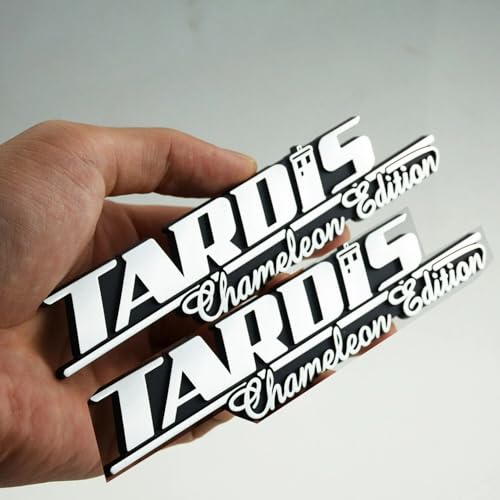 Image of Pair Set Tardis Chameleon Edition Emblem Dr Who Car 3D Badges Sticker Fit for Universal Widow Car Truck Scooter (Silver Black)