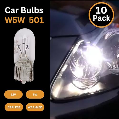 Tek Automotive 501 W5W Car Bulb Side, Tail, Indicator Repeater, Interior, Number Plate, Dashboard Light, 501 Bulb 12V 5W W2.1x9.5D Capless - Box of 10 Car bulbs - Image 4