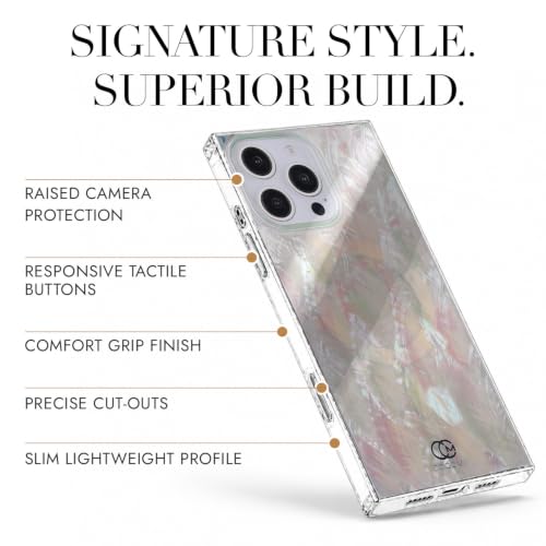 Image of COCOMII Rectangle for iPhone 16 Pro Max Case, Natural Real Mother of Pearl