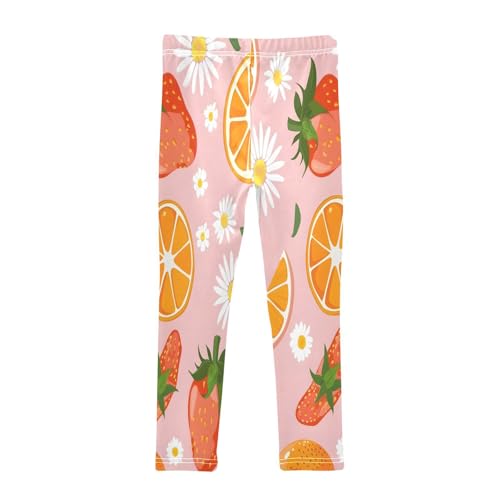 Toddler Girls Leggings Printed Yoga Pants Leggings Strawberry Orange Daisy for Kids2