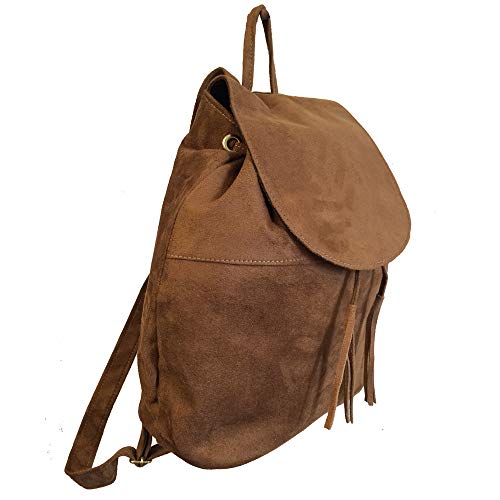 Mochila Feminina Em Camurça Sintética Com Alça Regulável