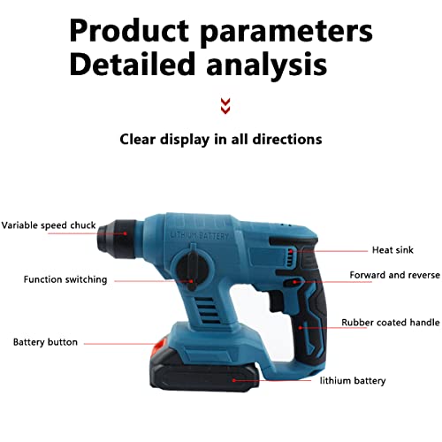 Schlagbohrmaschine Akku Bohrmaschine, Hochleistungs Drill Machine 0-3000 U/min 3 Funktionen Elektro-Bohrhammer Mit… – Bild 8
