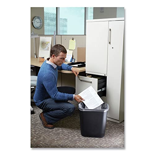 Rubbermaid 295600BK Deskside Plastic Wastebasket, Rectangular, 7 gal, Black