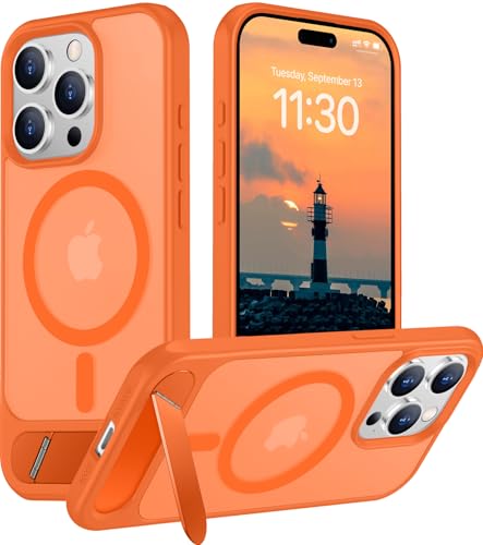 Image of Magnetic Compatible with iPhone 15 Pro Max Case, [Built-in Invisible Kickstand][Compatible with MagSafe][Military Grade Shockproof] Slim Translucent Matte Phone Case for iPhone 15 Pro Max 6.7 inch