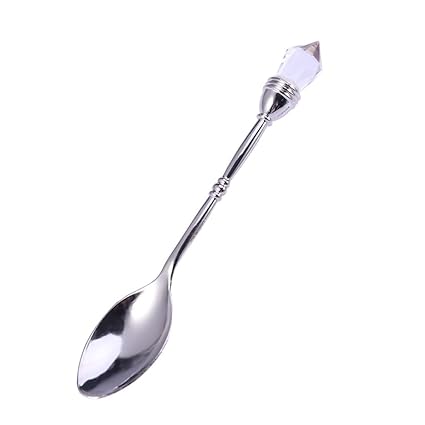 Kichvoe Stainless Steel Spoon Retro Spoons Crystal Coffee Spoons Decorative Tea Spoons Vintage Teaspoons Dessert Spoons Stirring Spoons Ice Tea Spoons for Home Cafe Mixing Spoons