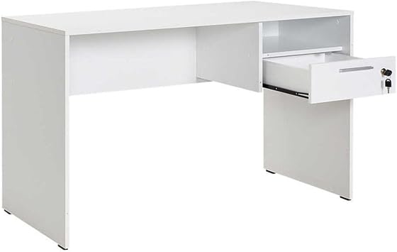Concept Kilitli  ekmeceli, Krom Kaplama Metal Kulplu, Modern Tasar m, Ofis Masas ,  al ma Masas , Laptop, Masa st  Bilgisayar Masas , 120 x 75 x 60 cm Geni lik x Y kseklik x Derinlik Diamond Beyaz