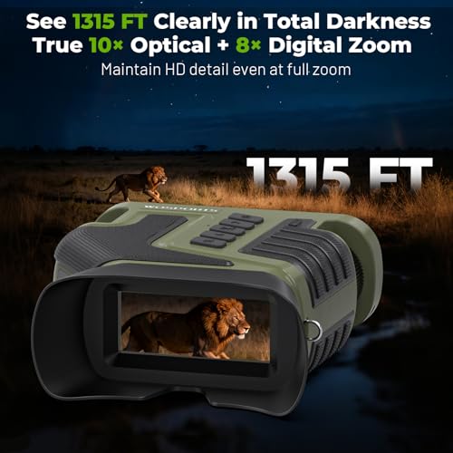 Image of WOSPORTS 4K Night Vision Goggles, up to 80X Total Magnification, 64GB TF Card, 1315FT Infrared Night Vision, Ideal for Camping & Outdoor Use