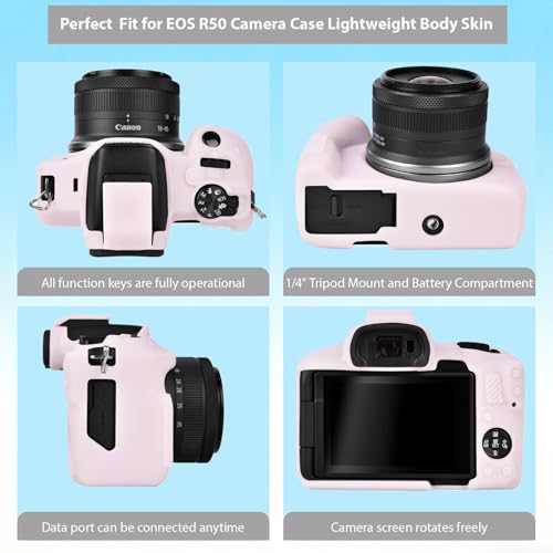 Funda de silicona para cámara Canon EOS R50, color Jelly Pink miniatura 4