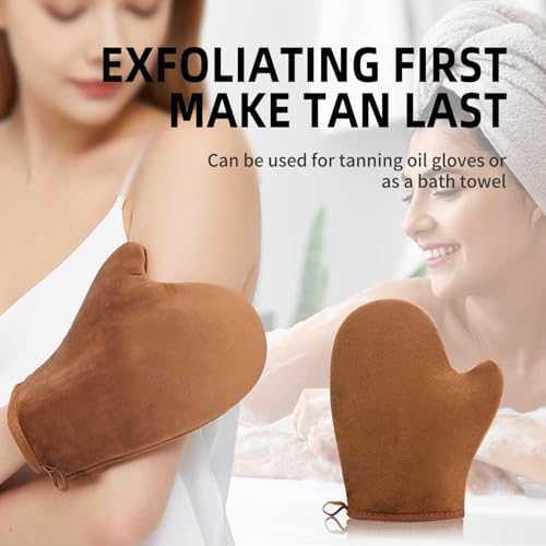 Image of FUNAN Self Tanning Mitt Self Tanner Mitt, Self Tanner Brush, Kabuki Brush, Self Tan Mitt Applicator & Exfoliating Mitt, Back Self Tanner Back Applicator Tanning Glove 5 Pack