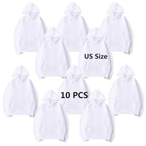 10 pcs Sublimation Hoodies Blank Men 100 Polyester Hoodie For Sublimation (3XL)