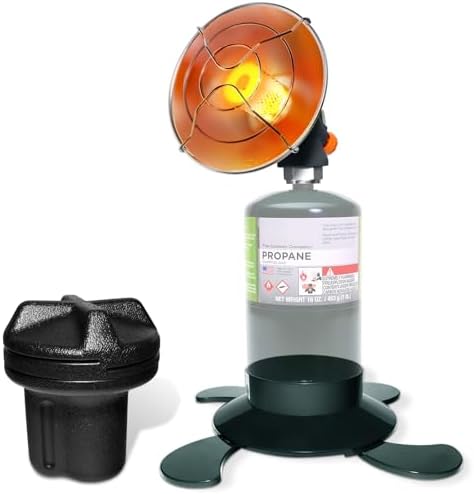 Portable Propane Heater Outdoor Camping Heater, 8500 BTU, Piezo Ignition, for Patio Tent Picnic Ice Fishing, With Cylinder Base Holder & Storage Case (Without Tank)