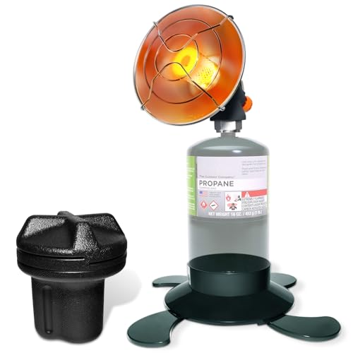 Portable Propane Heater Outdoor Camping Heater, 8500 BTU, Piezo Ignition, for Patio Tent Picnic Ice Fishing, With Cylinder Base Holder & Storage Case (Without Tank)