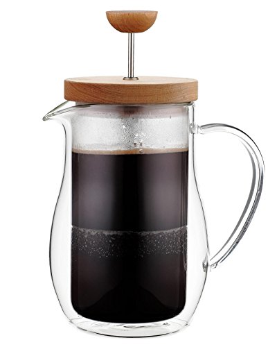Osaka Cafetiere 6 Cup (27 oz) Double-Walled Borosilicate Glass, Coffee and Tea French Press, with Wood Lid Osaka Cafetiere 6 Cup (27 oz) Double-Walled Borosilicate Glass, Coffee and Tea French Press, with Wood Lid
