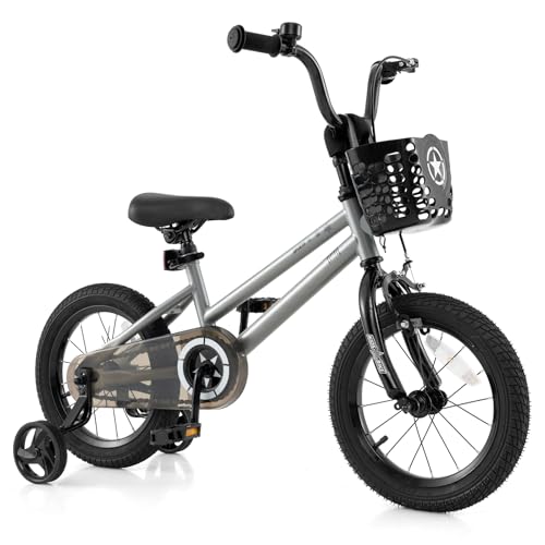 Image of BABY JOY Starry Kids Bike, 12 14 16 18 Inch Bicycle with Training Wheels, Storage Basket, Adjustable Handlebar & Seat, Handbrake & Coaster Brake, Girls Boys Bike