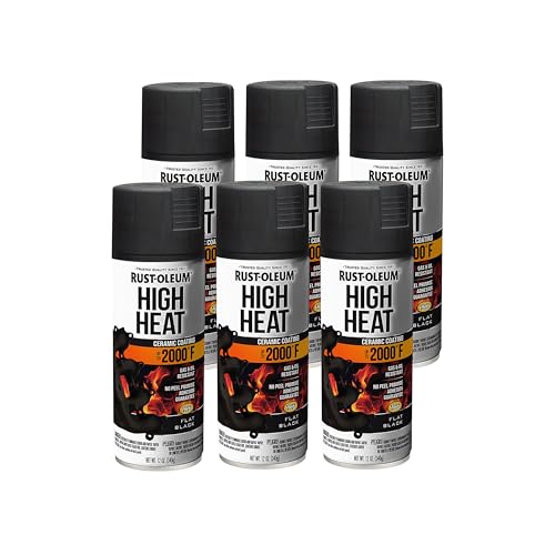 Rust-Oleum 248903-6PK Automotive High Heat Spray Paint, 12 oz, Flat Black, 6 Pack