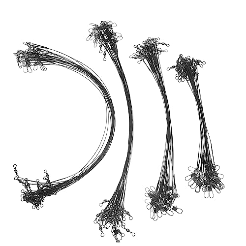 Gogogmee 100pcs Metal Fishing Wires Saltwater Fishing Leaders High-Strength Wire Leaders for Spinners Crankbaits Reusable Swivel-