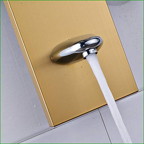 Panel de Ducha Sistema Multifunción en Acero Inoxidable con Acabado Dorado Cepillado, Cabezal de Ducha Cascada, Duchador de Mano, Chorros Corporales y Salida para Bañera miniatura 5