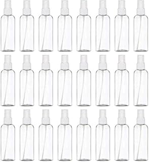 24 Pack 100ml Spray Bottles Plastic Atomiser Spray Bottle Clear Empty Fine Mist Atomiser Bottle Small Refillable Liquid Containers for Cleaning, Alcohol disinfection, Travel, Essential Oils, Perfumes