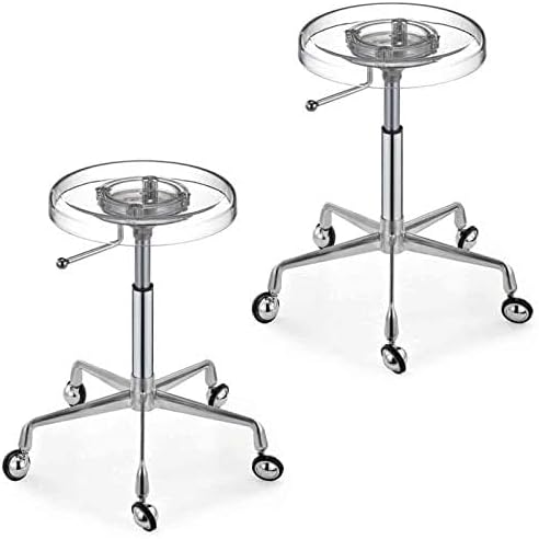 Set of 2 Acrylic Bar Stools, 360° Swivel, Adjustable Height, Silver Frame, 150kg Capacity, Transparent