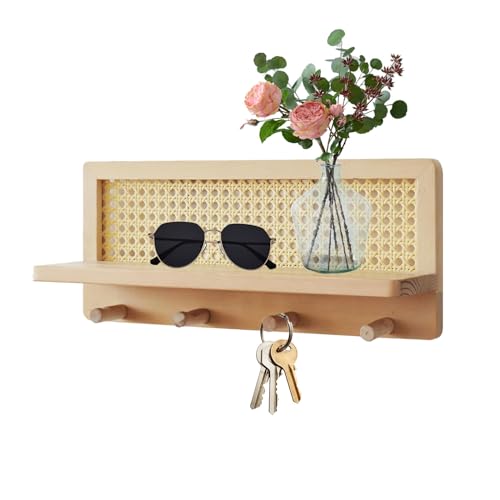 Wandregal aus Rattan – Wandregal mit Haken | Hangable Wooden Boho...