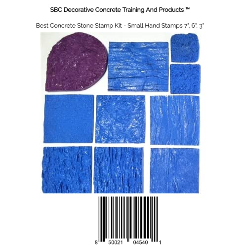 Best Concrete And Masonry Form Stamp Kit - Best Use For Countertop Edges, Includes 10 Small Hand Stamps 7", 6", 3" Creates Beautiful Stone Designs For Smaller Concrete Jobs #TOP1