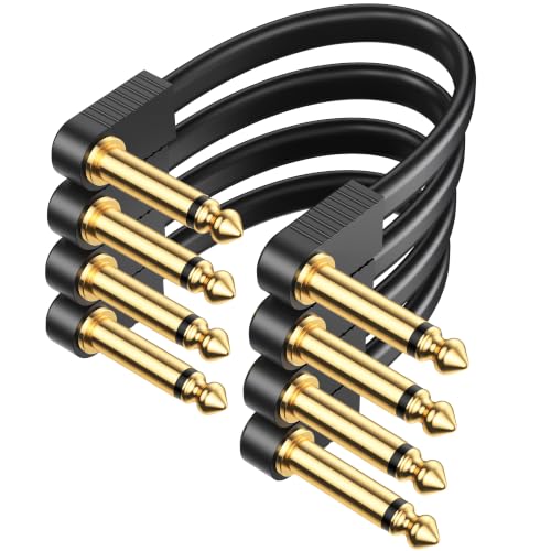 Image of AA AUDIO ACCESSORY Guitar Patch Cables Kevlar-Reinforced S-Shape Flat Ribbon 6 Inch 4-Pack, Gold-Plated Noiseless Quad-Layer Shielded, Guitar Pedal Cables for BOSS MXR EBS Behringer Donner Pedal