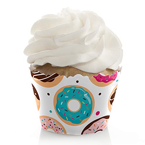 Big Dot of Happiness - Donut Worry, Let's Party - Doughnut Party Decorations - Multicolor Paper Disposable Cupcake Wrappers - Set of 12 - Perfect for Birthday Celebrations