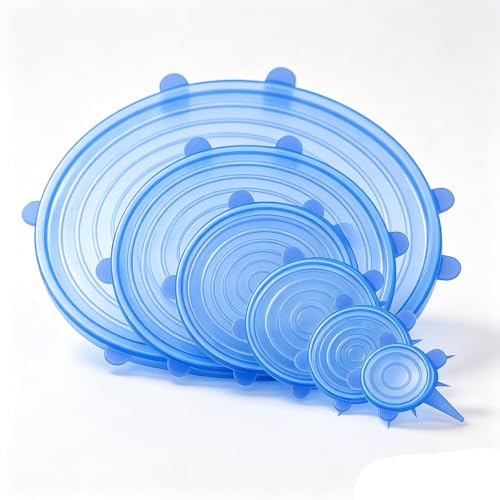 6 pcs Silicone Stretch lids set(6 Sizes,blue)