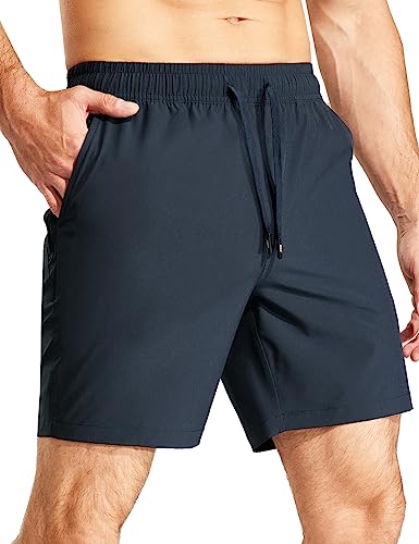 MIER Men's Quick Dry Running Shorts with Zipper Pockets, 7