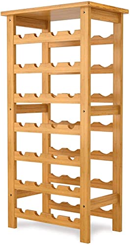Soporte para 28 Botellas de Vino de Bambú 7 Niveles
