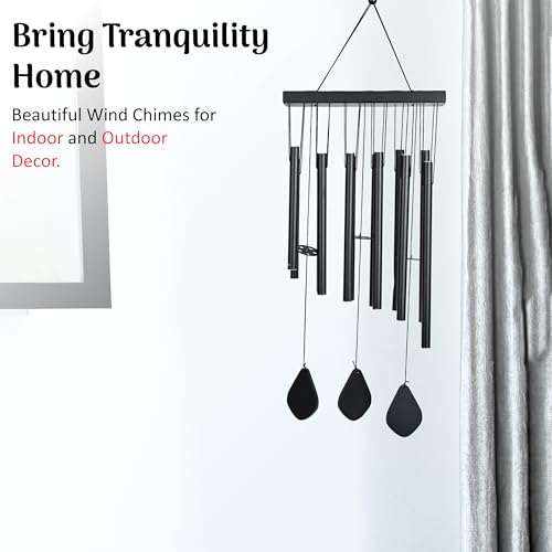 Image of ZAICUS Wind Chime for Home Balcony Decor - Positive Energy Gift Item (Black 12 Pipe)