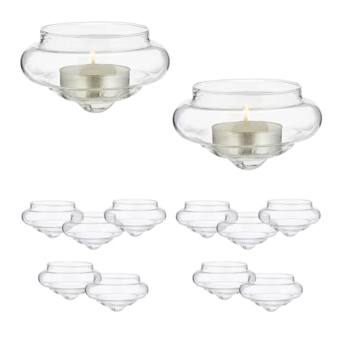 Relaxdays Schwimmwindlicht im 12er Set Pack 12 Portavelas Flotantes, Soportes Velitas de Té, 4,5 x 8 cm, Decoración Bañera y Piscina, Transparente